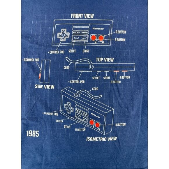 Nintendo‎ Tee Mens M Blue 1985 Retro Gamer T Shirt NES Controller Y2K 90s Style - Picture 2 of 7